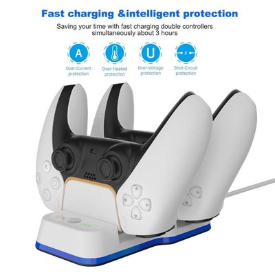 Charger for DualSense Dual USB Type C Charging Cradle with I
