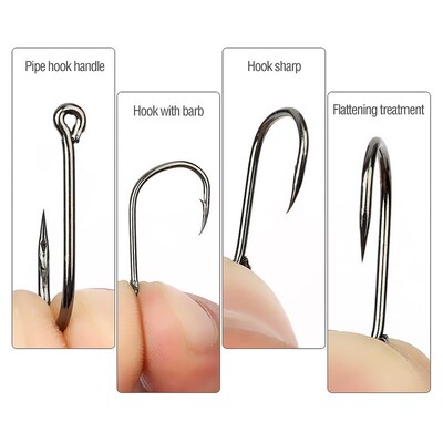 DONQL 50/100pcs Fishing Hooks Set Single Circle Fishhook Fly