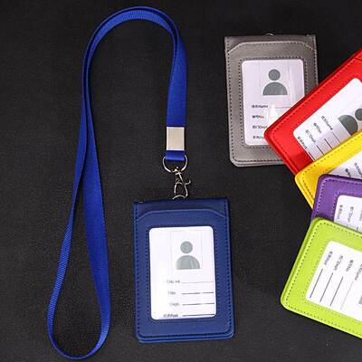 1pc Home Office Storage Card Holder Neck Strap with Lanyard