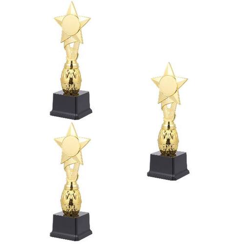 3pcs 29cm Competitions Plastic Trophy Kids Ribbon Star