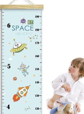 Nordic Canvas Handing Height Chart Feet Spaceman Wall Ruler
