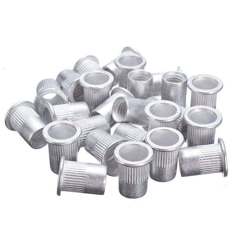 100pcs aluminum rivnut flat head threaded rivet nut insert n