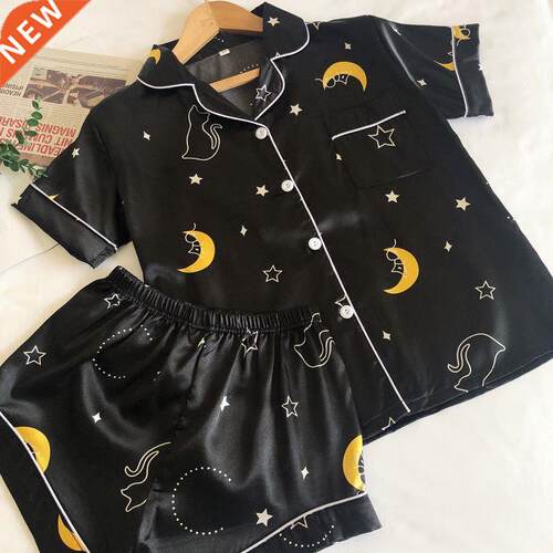 Silk Pajamas for Women Pyjama Satin Femme Night Star Moon Pr