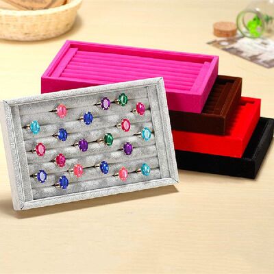 Velvet Suede Ring Earrings Organizer Ear Studs Jewelry