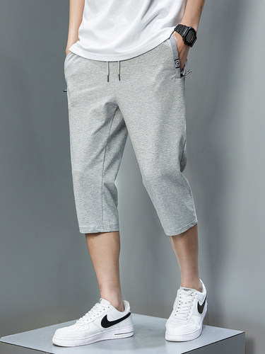 Summer Zip Pockets Sweatshorts Men Sportswear Breathable Cot