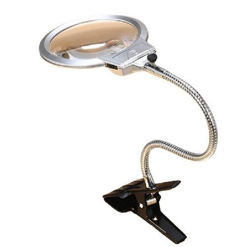 2 Led Lights 2.25X/5X Desktop Clip-On Metal Hose Reading