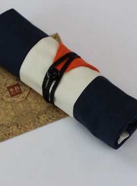 Retro Roll Up Pencil Bag Pen Curtain Case Handwork Pencils