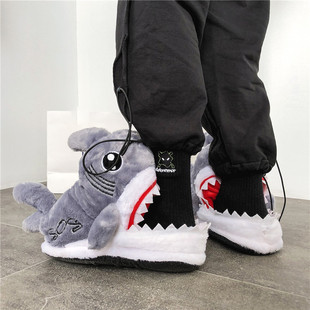 Funny Animal Shark Women Men Indoor Slippers Warm Soft