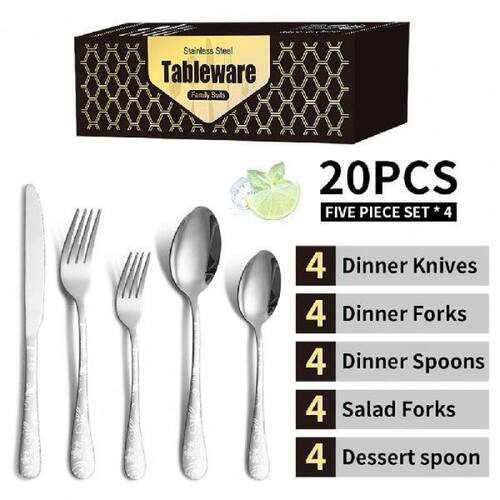 20pcs Stainless Steel Cutlery Set Forks Knives Spoons