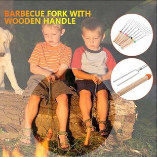 Wooden Pointer Stick BBQ handle steel 8color barbecue