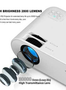 P62 Mini Projector, 720P Home Theater 2800 Lus Movie Project