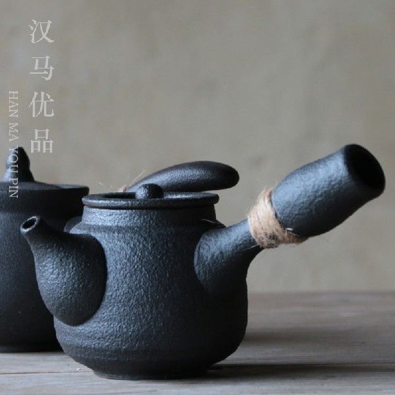 Japanese side pot crude pottery teapot kung fu tea set
