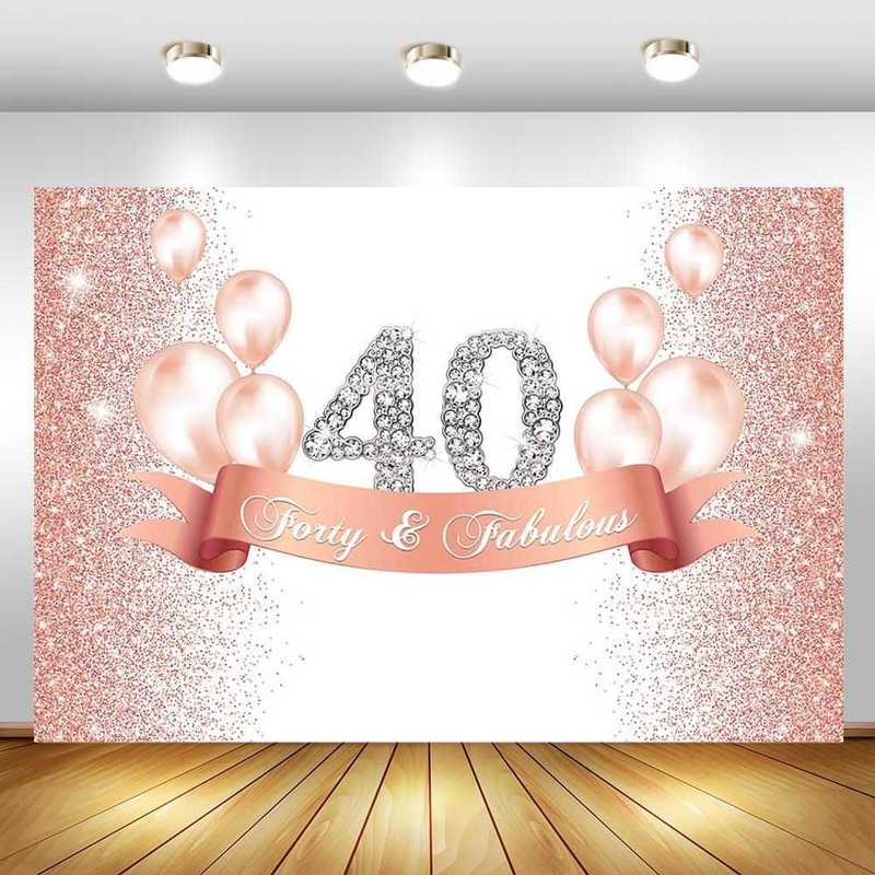 Happy 30th 40th 50th 60th Birthday Backdrop Flash Rose Gold