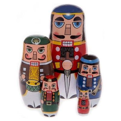 5Pcs/Set Nutcracker Handmade Wooden Russia Nesting Dolls