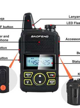 2pcs Mini Walkie Talkie BF-T1 UHF 400-470MHz 1W 20CH Ham FM