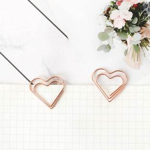 TUTU 30pcs/set heart Bookmark Metal Paper Clip Decor Rose Go