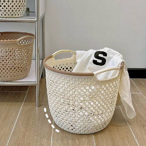 Portable Plastic Storage Basket Hollow Dirty Clothes