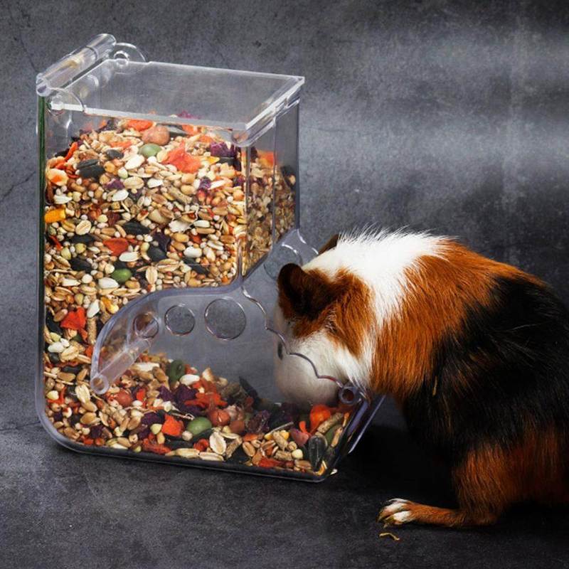 Hamster Rabbit Food Dispenser Feeder Plastic Clear Automati
