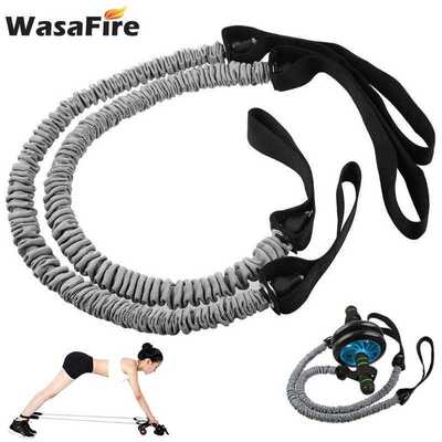 Double Wheels Ab Roller Stretch Trainer Resistance Band Exer
