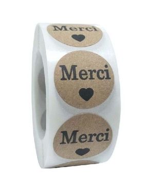 500 Buah Kerajinan Merci Prancis Stiker Label Terima Kasih