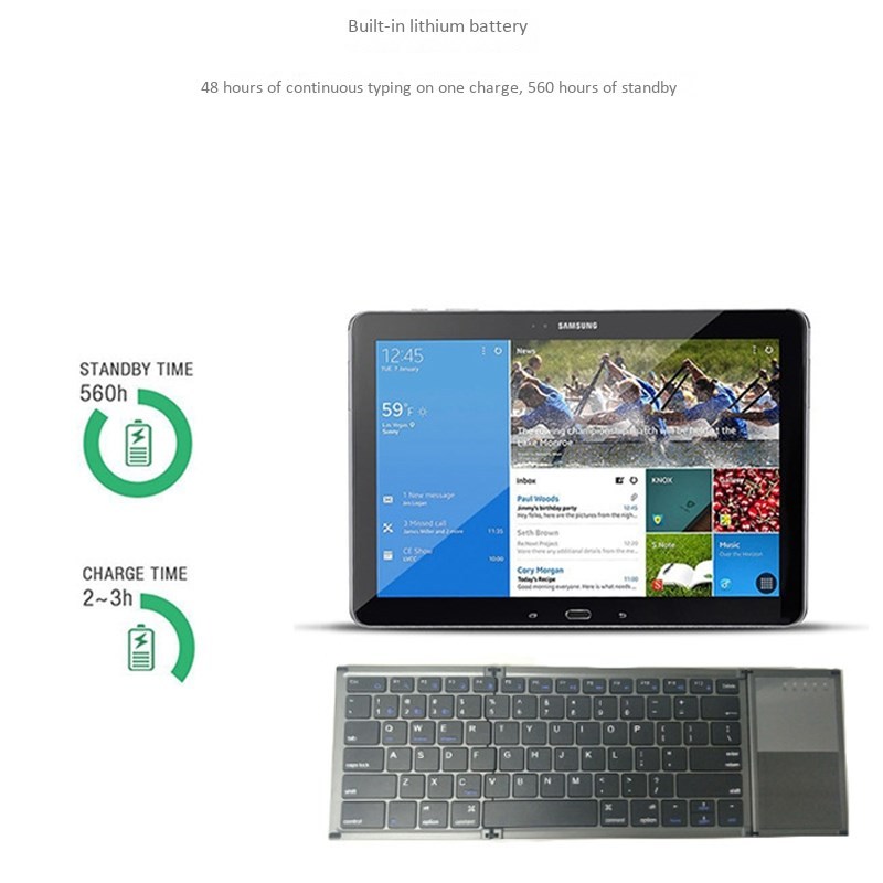 B066 Foldable Bluetooth Keyboard, Wired Rechargeable Portab