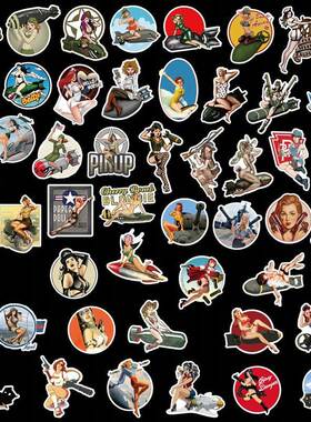 10/30/50pcs Retro World War II Pin up Hot Girls Stickers fo