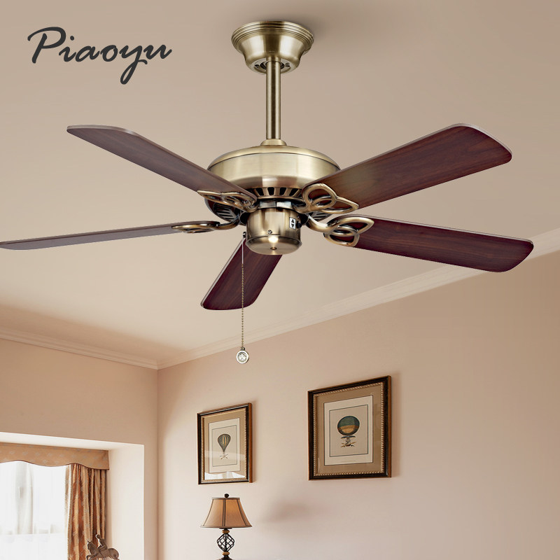 飘羽无灯木叶古铜欧式复古吊扇灯