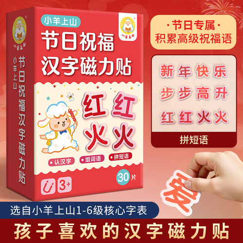 新年儿童磁力识字3到6岁宝宝磁性幼儿早教书认字汉字益智玩具贴