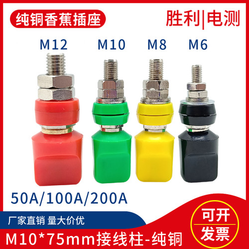 纯铜M8M6M10接线柱尾部插孔4mm