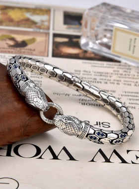 新品新款双蛇纹镶钻手链个性蓝色