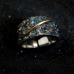 氚气戒指梵高戒男星空戒蓝锆石流星雨戒魔戒送男友礼物