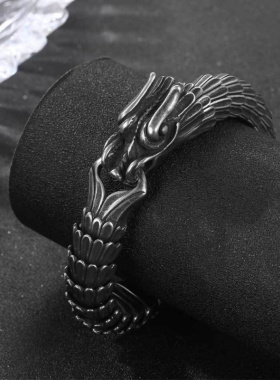 新品新款欧美龙麟纹粗手链男款复