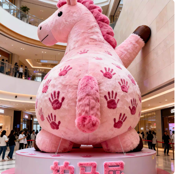 拍马屁气模春节商场PD点店铺外墙户外商业街景区创意毛绒模型定制