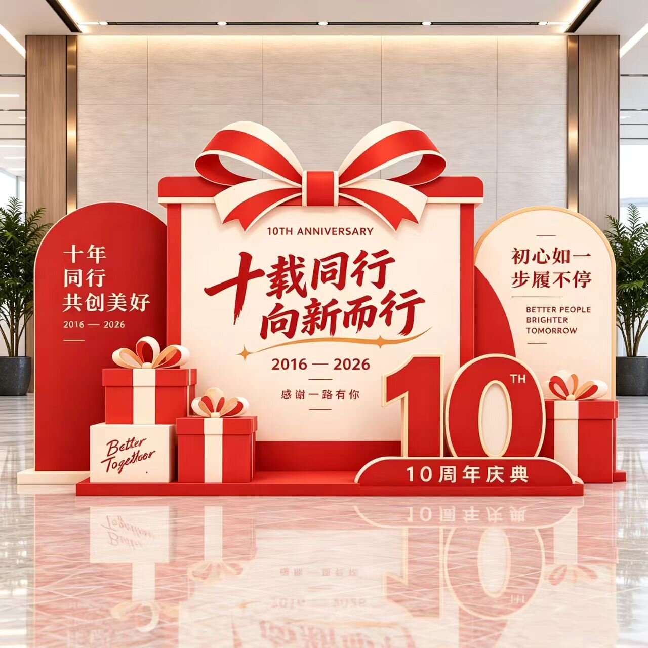 十周年庆典书本礼盒时间轴美陈装置背景板商场企业签到打卡背景墙