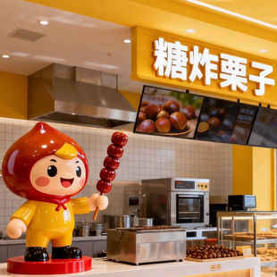 糖炒栗子糖葫芦店铺美陈摆件玻璃钢卡通雕塑定制美食街景区引流