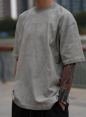 Procano24SS水洗做旧260g纯棉日系宽松休闲潮流男女百搭炒色短袖T