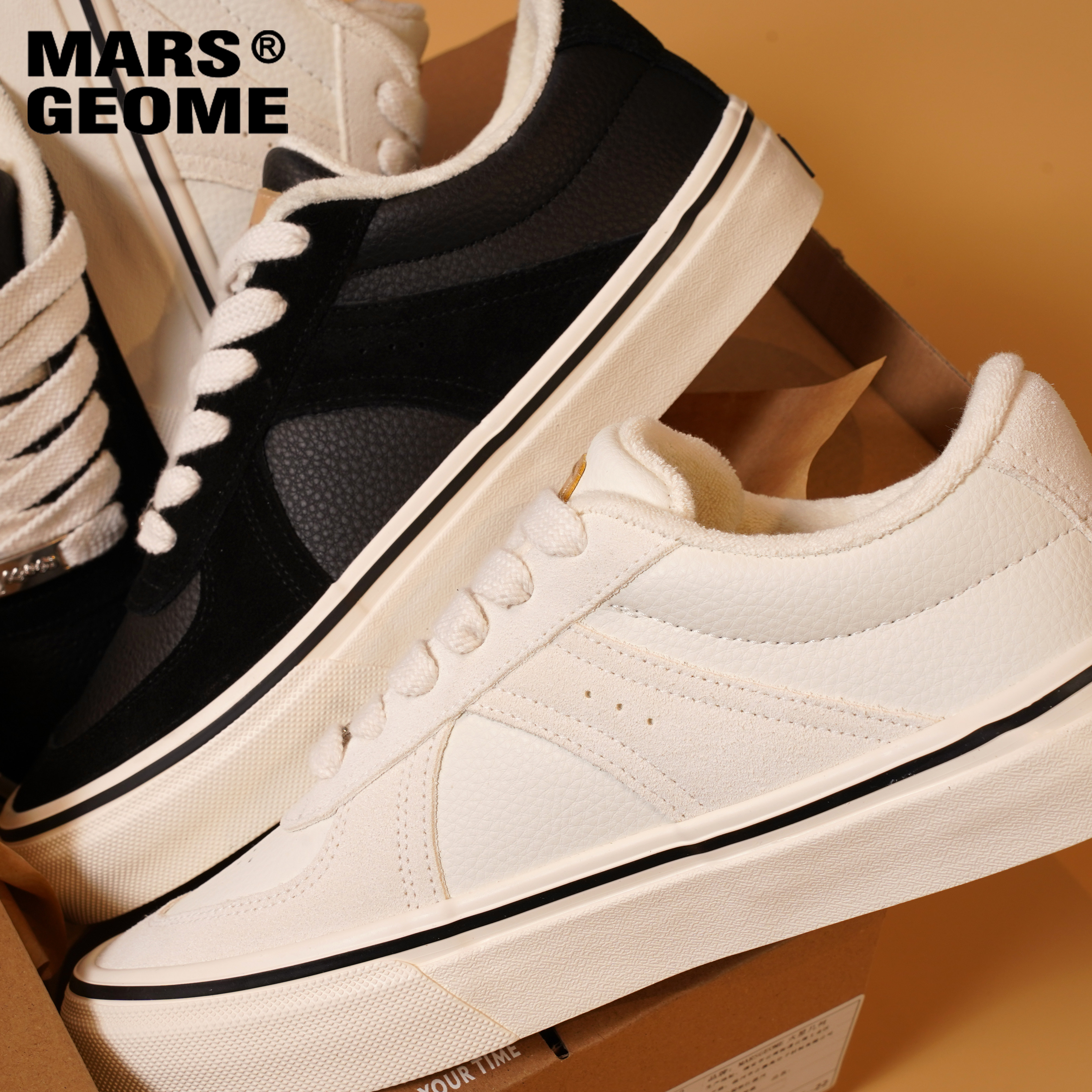 MARS GEOME/火星几何2025年秋冬新款毛巾里休闲板鞋黑白百搭