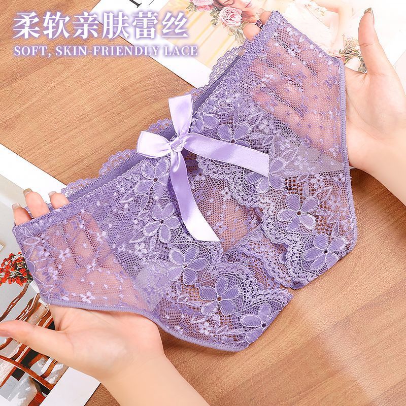 颜蓓薇内裤女轻薄透气蕾丝立体蝴蝶结辣妹低腰开裆裤634