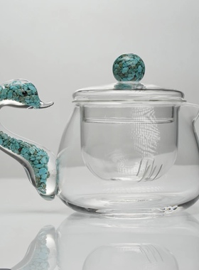 绿松石天鹅壶高端纯手工耐高温茶壶煮茶器SRT