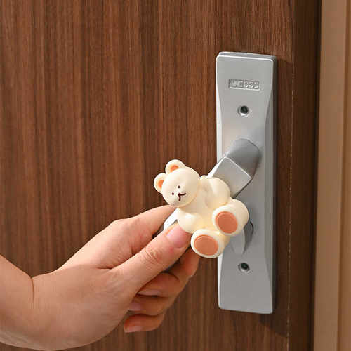 卡通小熊免打孔硅胶门把手防撞垫