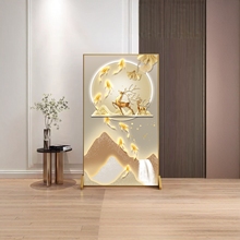 轻奢铝合金屏风隔断客厅遮挡入户玄关卧室办公室酒店现代葫芦座屏