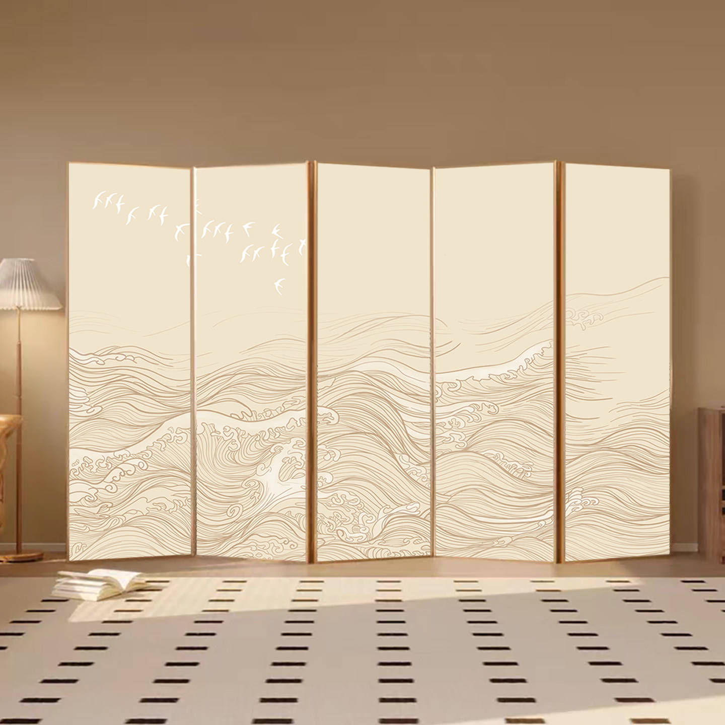 奶油风高级感新型铝合金屏风隔断简约客厅办公室酒店餐厅移动折叠