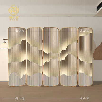酒店轻奢铝合金屏风隔断客厅圆弧形遮挡玄关卧室办公室可移动折屏