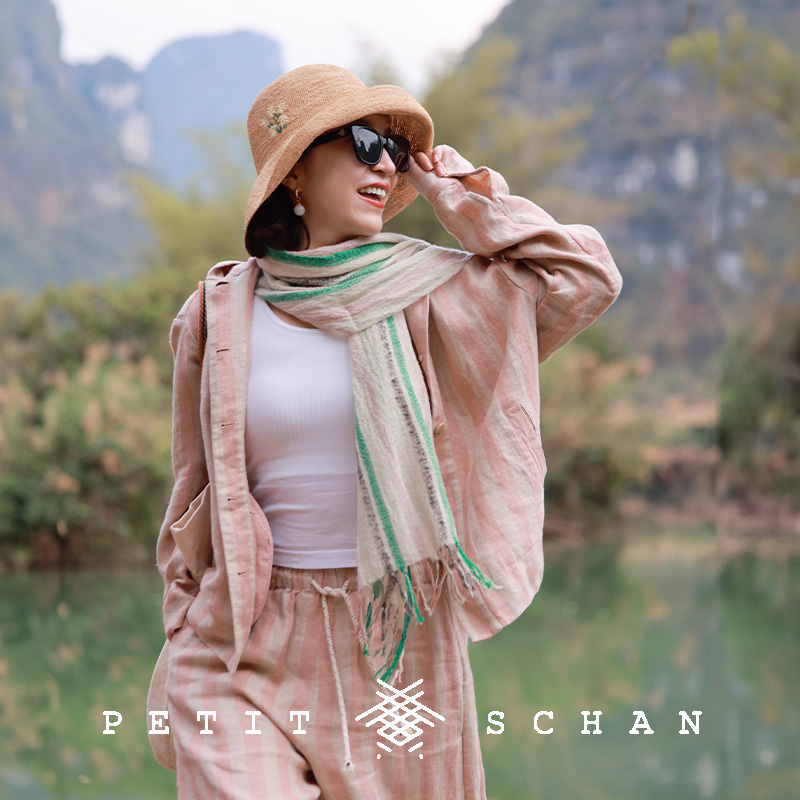 小闪纯亚麻色织条纹文艺连帽外套