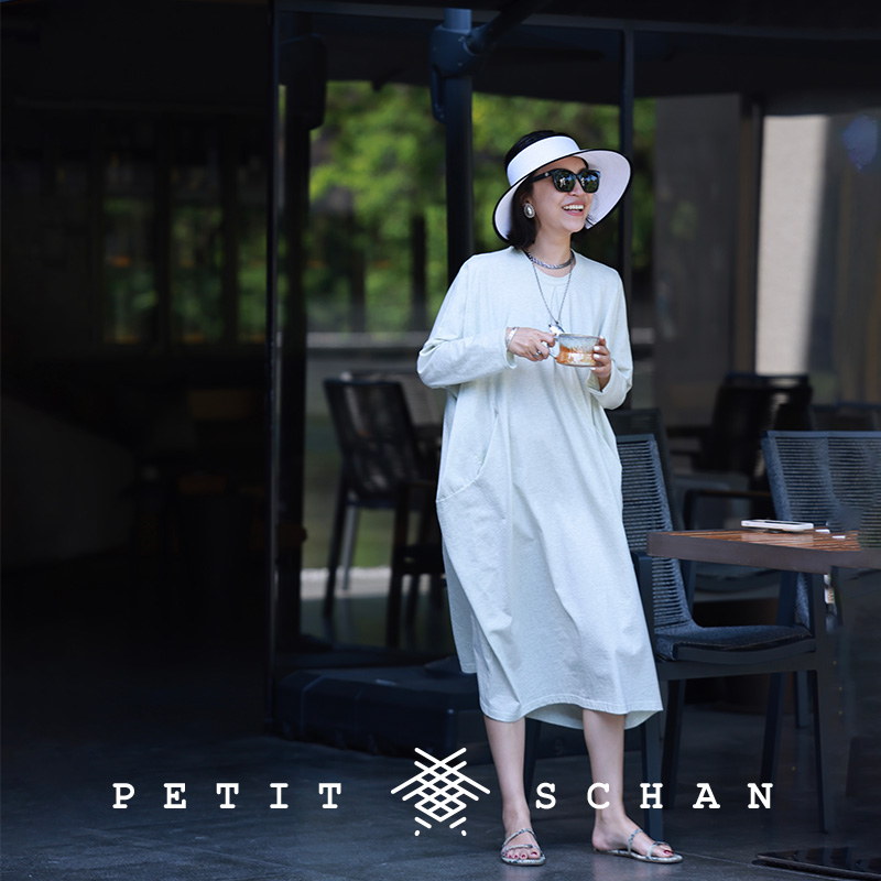 小闪桑叶植物染纯棉针织连衣裙