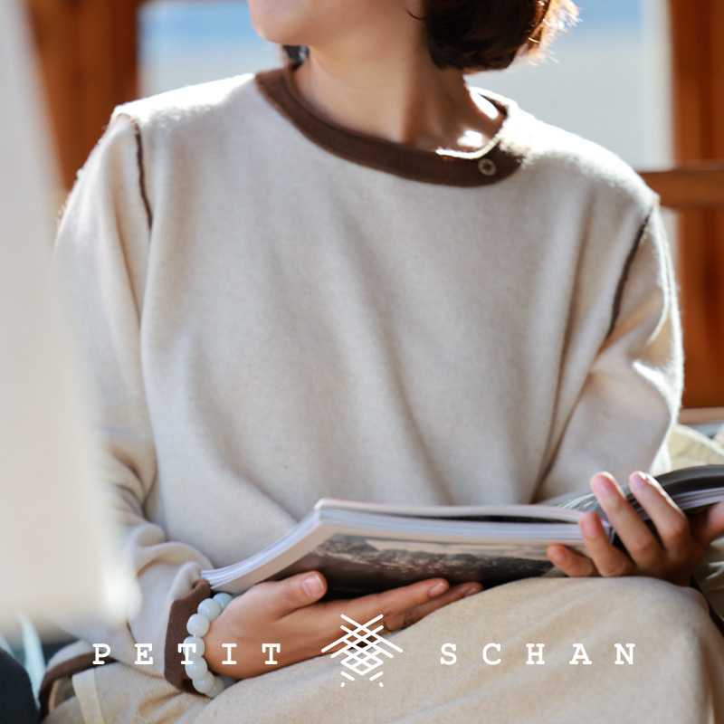 小闪纯羊毛撞色套头针织衫毛衫