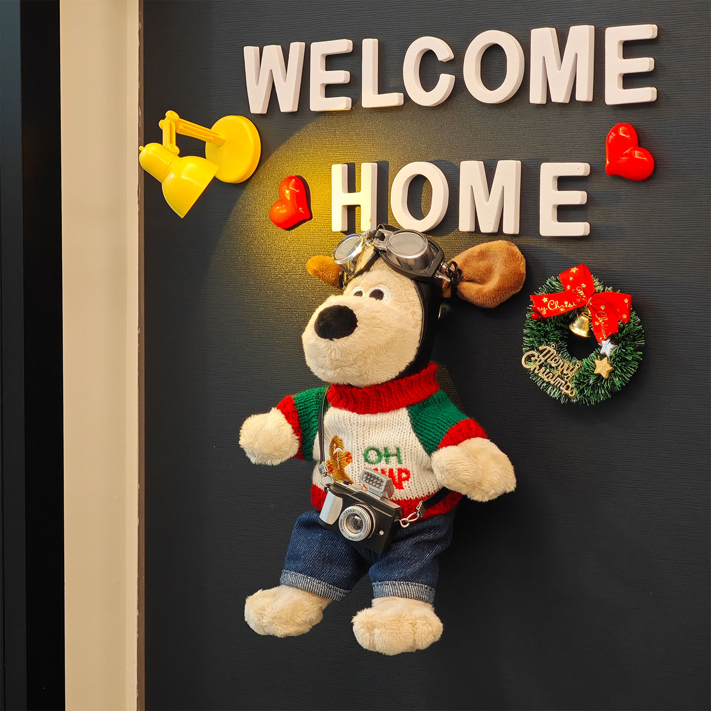 磁吸掌门狗立体玩偶冰箱贴磁贴个性创意入户防盗门装饰磁吸小物件