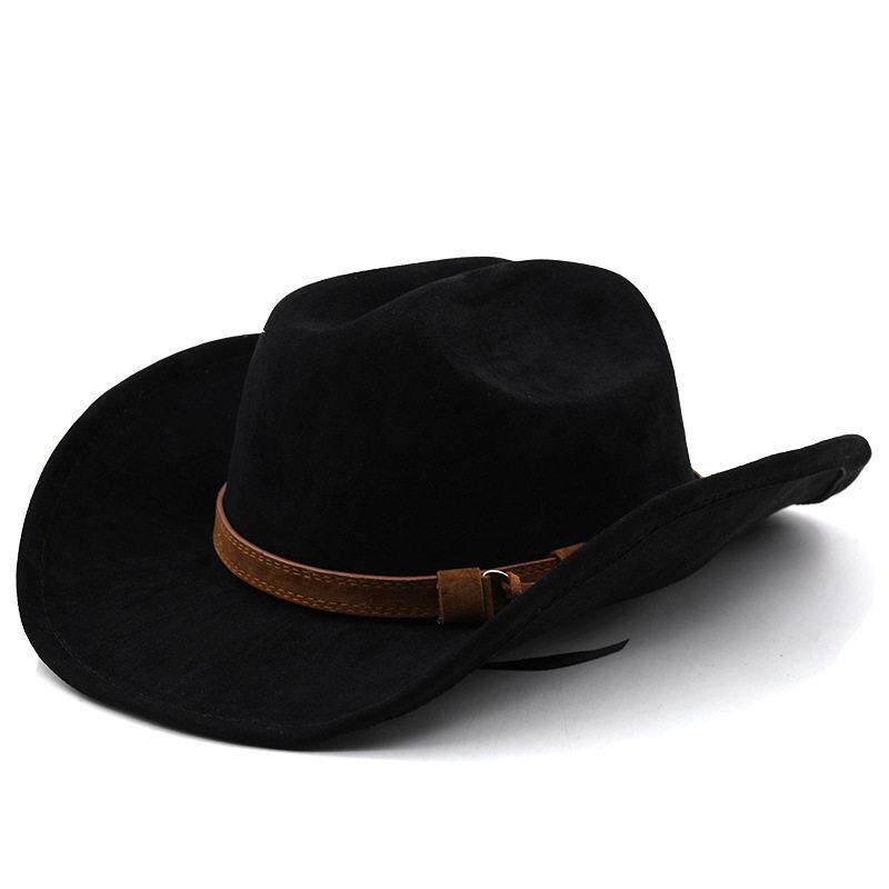 Suede Western Cowboy Fedora Hat 男女翘边西部牛仔礼帽爵士帽