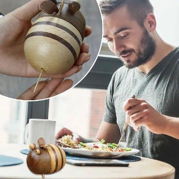 Wooden Bee Shape Toothpick Box Toothpick Holder Large