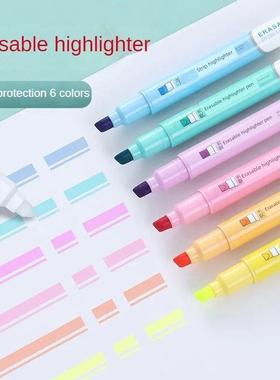6pcs Erasable Highlighters Pastel Markers Dual Tip Fluoresce